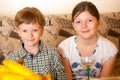 Portrait a fullface of the smil girl and the boy Royalty Free Stock Photo