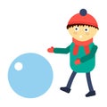 Portrait fun happy boy young expression cute teenager play winter games character vector illustration. Royalty Free Stock Photo