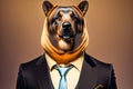 Portrait of a funny bear in a business suit and tie, symbolizes a serious boss, an official. 3D-rendering