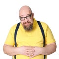 Portrait of a funny charming middle-aged man in a bright yellow Royalty Free Stock Photo