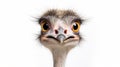 Portrait of a funny and cute Male ostrich upside down, head down. generative ai