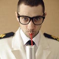 Portrait of funny handsome hipster groom (dude) in glasses Royalty Free Stock Photo