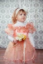 Portrait of funny lovely little girl at interior Royalty Free Stock Photo