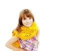 Portrait of funny lovely little girl wearing scarf Royalty Free Stock Photo