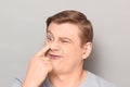 Portrait of funny man grimacing and making goofy crazy face Royalty Free Stock Photo