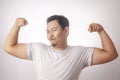 Funny Narcissistic Guy Shows Double Biceps Pose