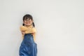 Portrait of funny smiling little girl child wearing glasses Royalty Free Stock Photo