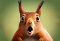 Portrait of a funny very surprised squirrel. AI generated Royalty Free Stock Photo