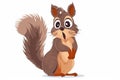 Portrait of a funny very surprised squirrel. AI generated Royalty Free Stock Photo