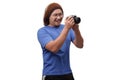 Young Man Shoot with His Camera Royalty Free Stock Photo