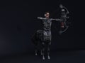 3D render : portrait of futuristic male centaur armed with bow and arrow, cyberpunk concept