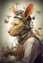 Portrait of a futuristic steampunk animal.