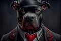 Portrait of a gangster dog in stylish clothes. AI generated Royalty Free Stock Photo