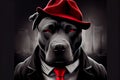 Portrait of a gangster dog in stylish clothes. AI generated Royalty Free Stock Photo