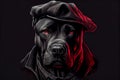 Portrait of a gangster dog in stylish clothes. AI generated Royalty Free Stock Photo