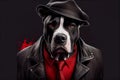 Portrait of a gangster dog in stylish clothes. AI generated Royalty Free Stock Photo