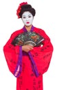Portrait of geisha with fans