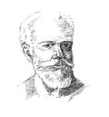 Portrait of the genius Russian composer Pyotr Tchaikovsky