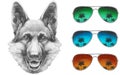 Portrait of German Shepherd with mirror sunglasses.