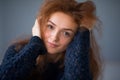 Portrait ginger hair girl Cosy Royalty Free Stock Photo