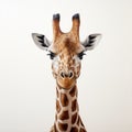 Meticulous Photorealistic Giraffe Head Painting On White Background