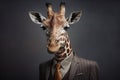 Portrait of giraffe in a business suit