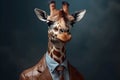 Portrait of a Giraffe dressed in a formal business suit