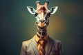 Portrait of a Giraffe dressed in a formal business suit