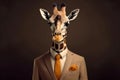 Portrait of a Giraffe dressed in a formal business suit