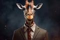 Portrait of a Giraffe dressed in a formal business suit