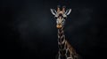 Portrait Giraffe Standing in the Dark Background. Generative AI.