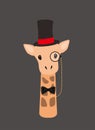 Portrait of giraffe, wearing hat, like a gentleman, cool style