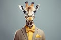 Giraffe Wearing Suit, Generative AI Royalty Free Stock Photo