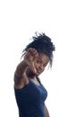 Portrait of a girl african teen thumb down Royalty Free Stock Photo