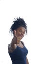 Portrait of a girl african teen thumb up Royalty Free Stock Photo