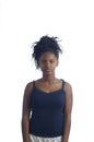 Portrait of a girl african teen on white background Royalty Free Stock Photo