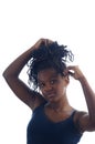 Portrait of a girl african teen on white background Royalty Free Stock Photo