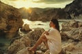 Portrait of the girl on the beach.