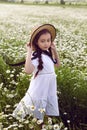 Portrait girl child in a white dress standing Royalty Free Stock Photo