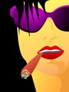 Portrait of girl with cigar Royalty Free Stock Photo