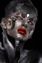 Portrait of a girl with creative art make-up. Unusual image. Royalty Free Stock Photo