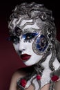 Portrait of a girl with creative art make-up. Unusual image. Royalty Free Stock Photo