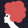 Portrait of girl with creative lush hairstyle. Banner for hairdressing salon, beauty salon. Stylish poster