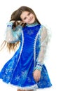 Portrait of girl dressed blue snow maiden dress Royalty Free Stock Photo