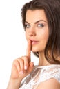 Portrait of girl with finger in her mouth Royalty Free Stock Photo