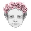 Portrait of Girl with floral head wreath Royalty Free Stock Photo