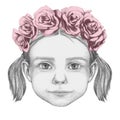 Portrait of Girl with floral head wreath Royalty Free Stock Photo