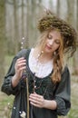 Portrait of a girl in a folk medieval style with a circlet Royalty Free Stock Photo