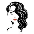 Portrait of a girl. Head of a beautiful girl. Face of a young woman with a female hairdo. Logo for the beauty salon.