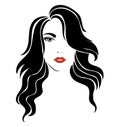 Portrait of a girl. Head of a beautiful girl. Face of a young woman with a female hairdo. Logo for the beauty salon.